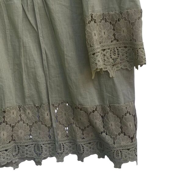 Boho Green Crochet Lace Tunic Top 5XL Floral Embroidered Peasant Blouse Dress - Picture 5 of 7